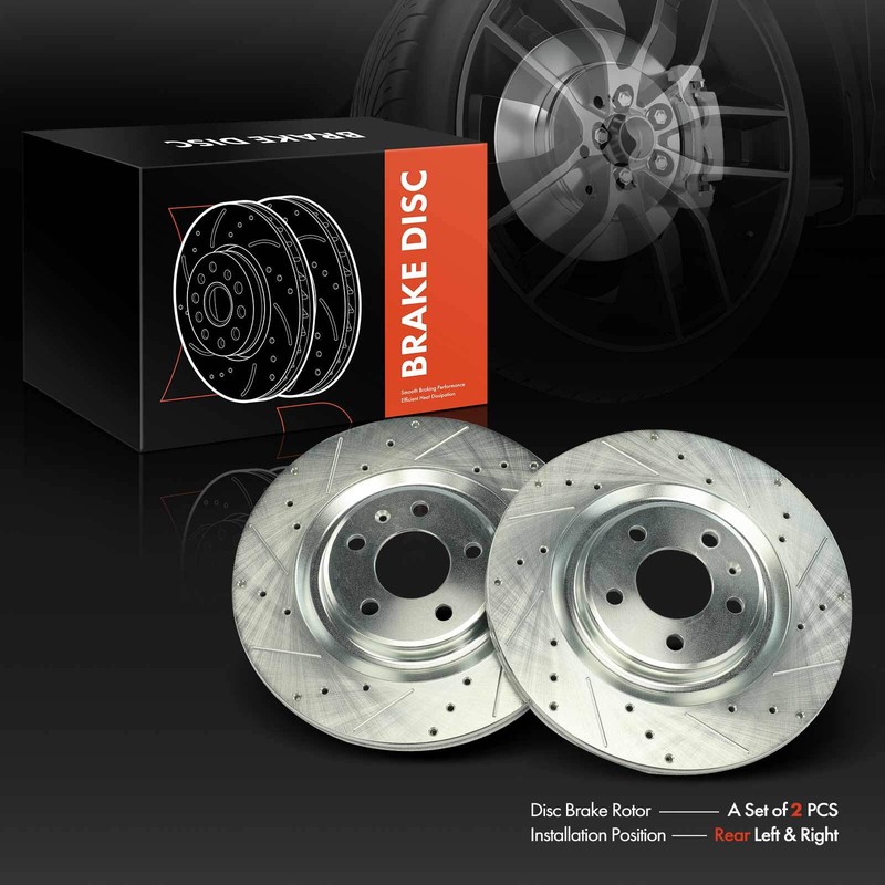 2x Rear Drilled Brake Rotor for Audi A4 allroad A4 Quattro A5 A6 Porsche Macan gallery