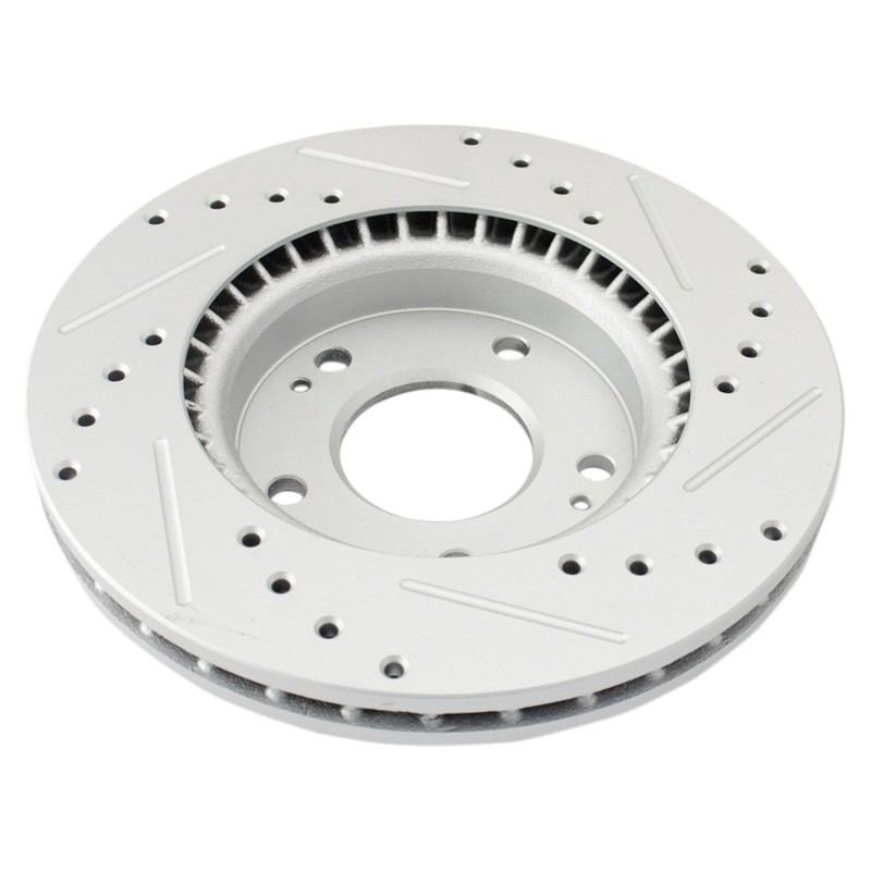 Front Posi Ceramic Pads & Performance Drilled Slotted Zinc Coated Rotors Kit gallery