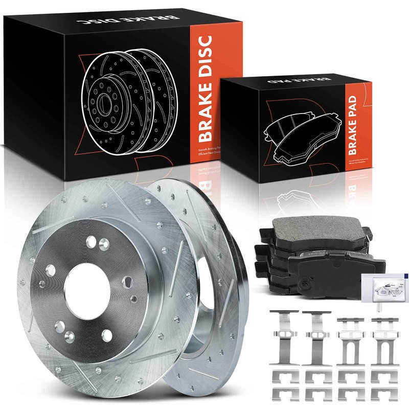 Drilled Rotor & Ceramic Brake Pad for Honda Accord 1998-2002 Civic 04-05 Rear