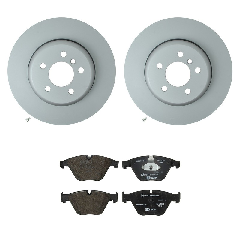 Hella Front Rotors Low-Met Disc Brake Pad Kit For BMW F10 535d 535d xDrive 535i