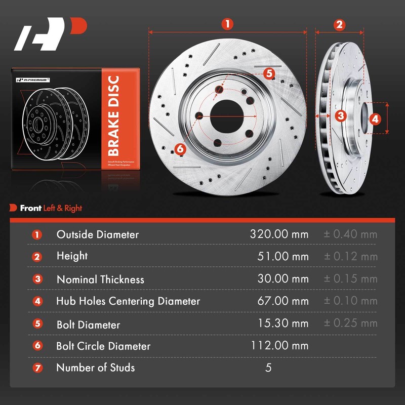 New Drilled Brake Rotors Front for INFINITI QX30 2017-2019 Mercedes-Benz CLA250 gallery