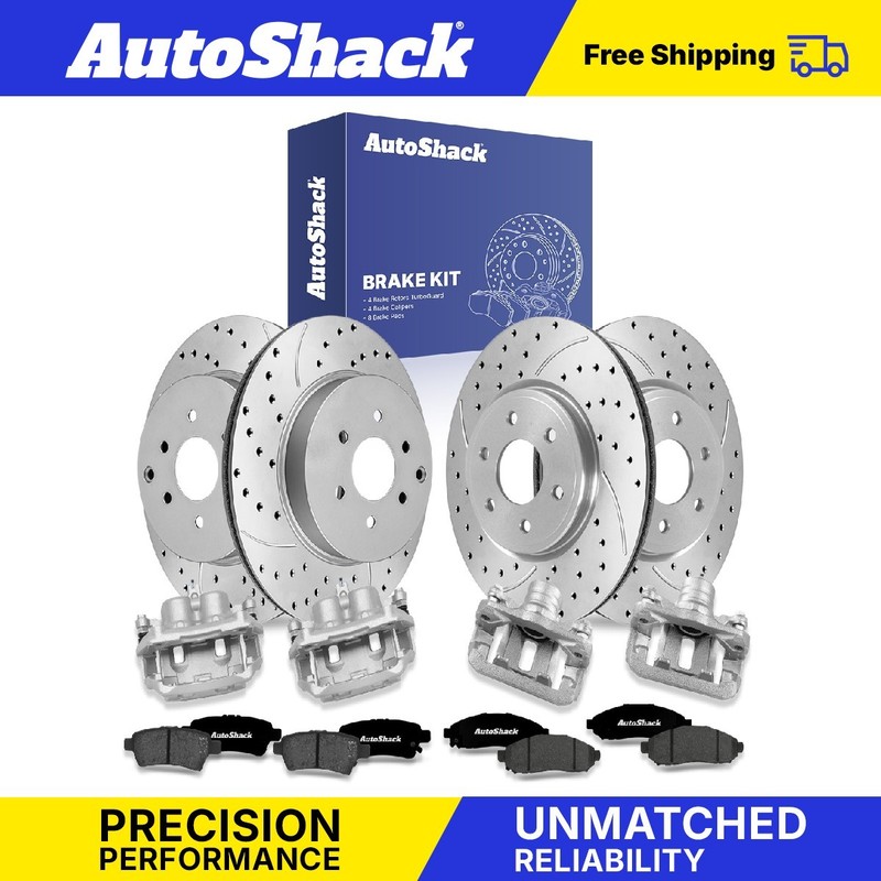 Front Rear Drilled Slotted Rotors Pad Calipers for Nissan, Pathfinder 05-12