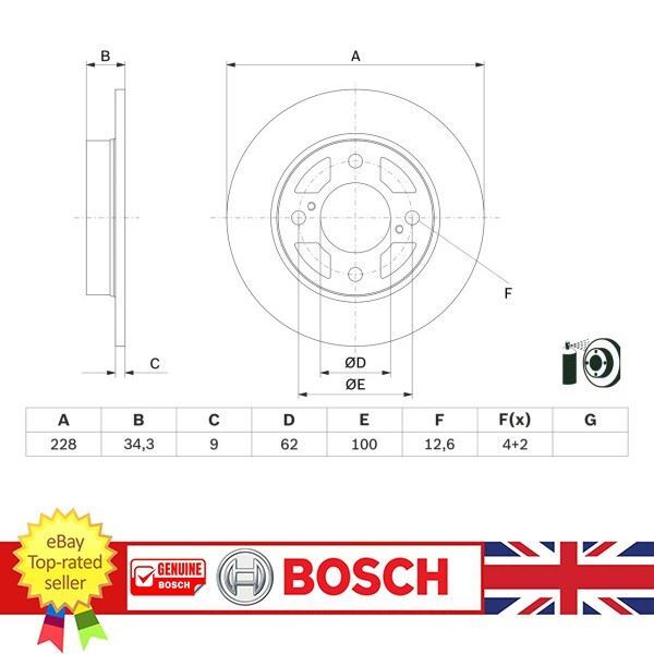 Brake Discs For Suzuki SWIFT 17- 55611-52R00 BOSCH 0986479F38