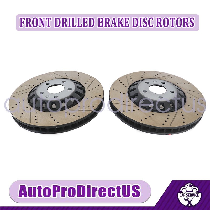 375mm Pair Front Drilled Brake Disc Rotors RH+LH For 2018-2023 Audi RS5 2.9L