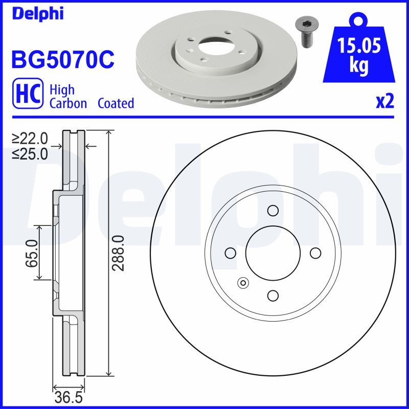 Delphi BG5070C Brake Disc for VW