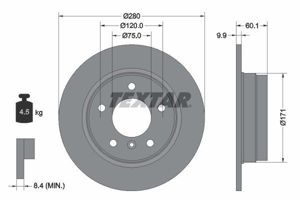 2X 92055703 Textar Brake Disc for BMW, De La Chapelle