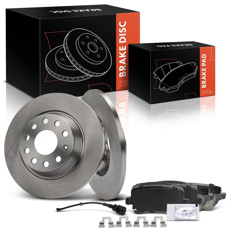 6x Rear Disc Brake Rotor & Ceramic Brake Pad for Audi A3 Volkswagen Passat Jetta