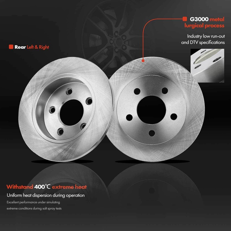 Front and Rear Disc Brake Rotors & Ceramic Brake Pads for Ford Mustang 1999-2004 gallery