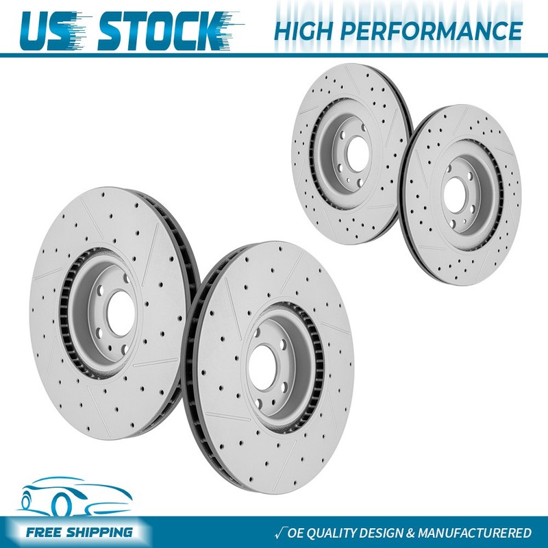 Front Rear Drilled Disc Brake Rotors for 2019 2020-2025 Volvo S60 S90 XC60 XC90