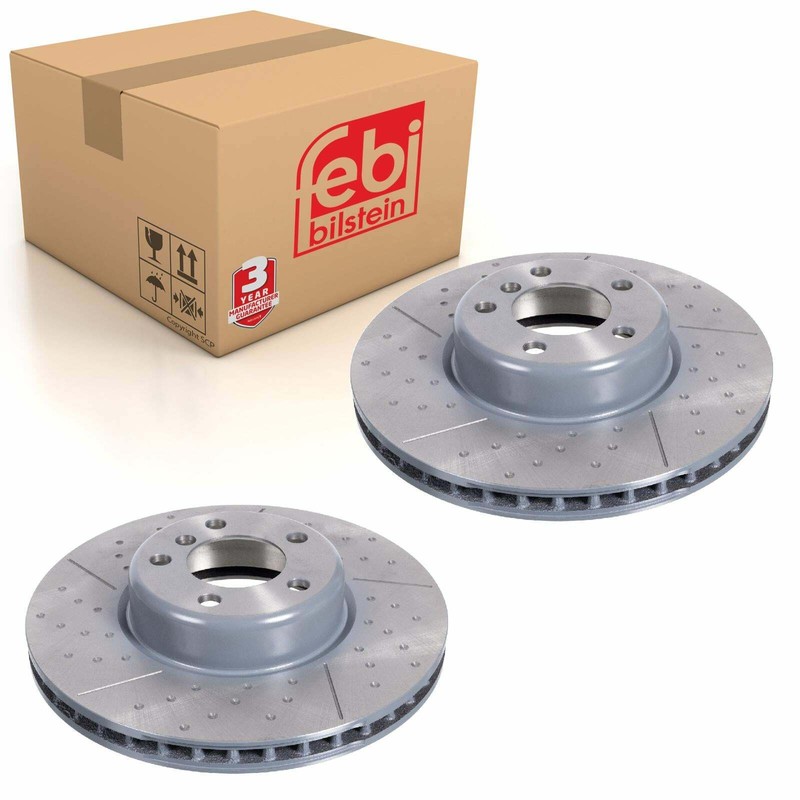 Pair of Front Brake Disc Fits BMW 1 Series OE 34106797602 Febi 105724