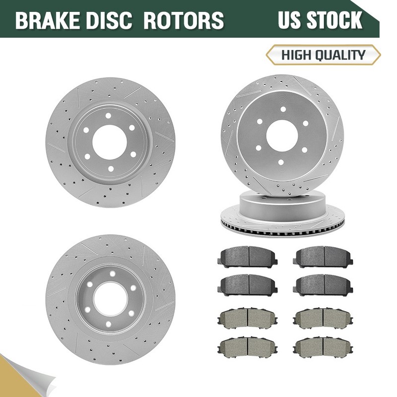 Front Rear Disc Brake Rotors Ceramic Brake Pads for 2017-2022 2023 Nissan Titan