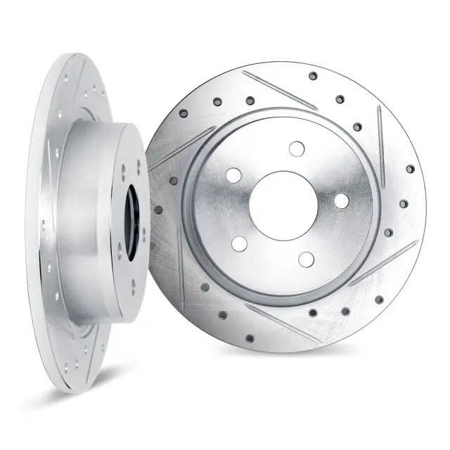 Genuine DFC Brake Rotors – Drilled & Slotted – Silver 7002-74033