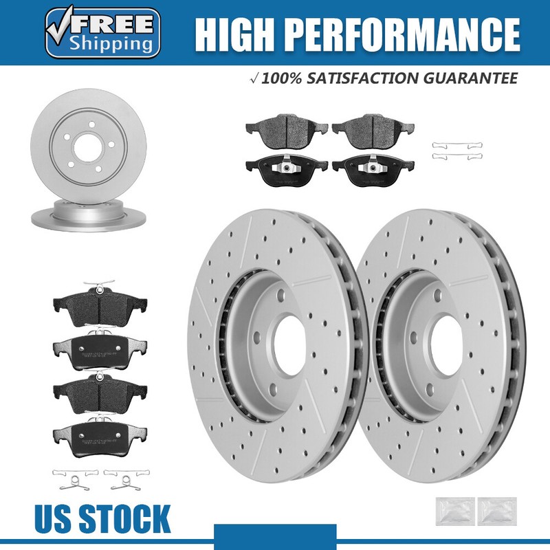 Front Rear Disc Rotors + Ceramic Brake Pads Kit For 2012 2013 2014-18 Ford Focus