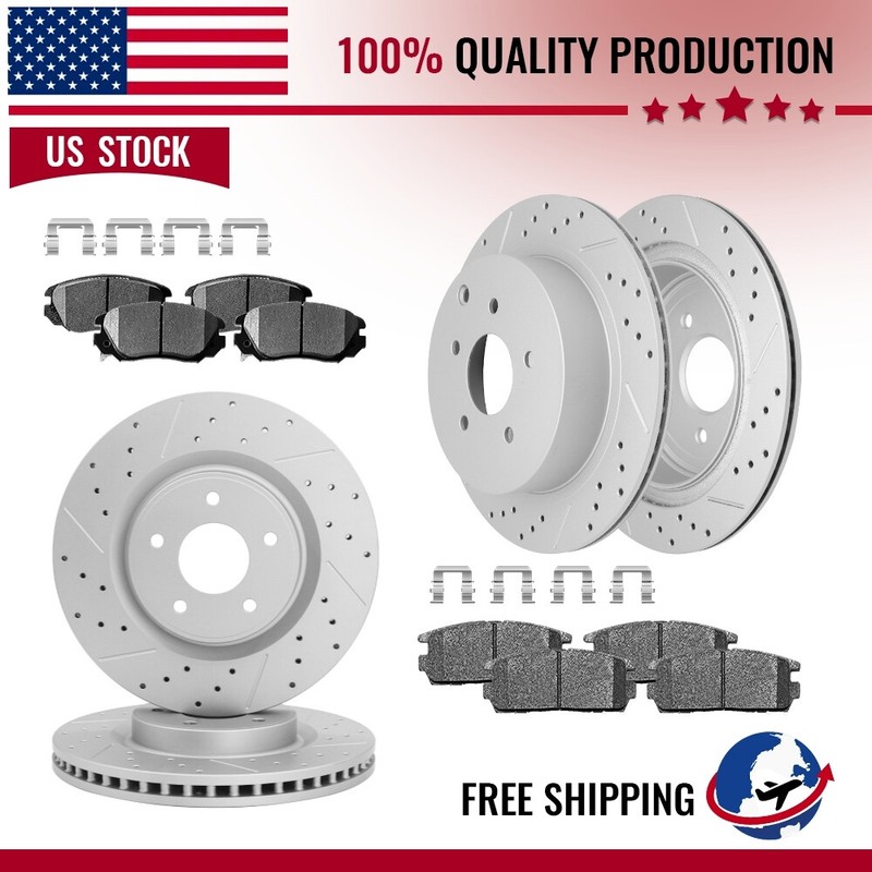 Front Rear Brake Rotors Ceramic Pads For Chevy Equinox GMC Terrain 2010 – 2017