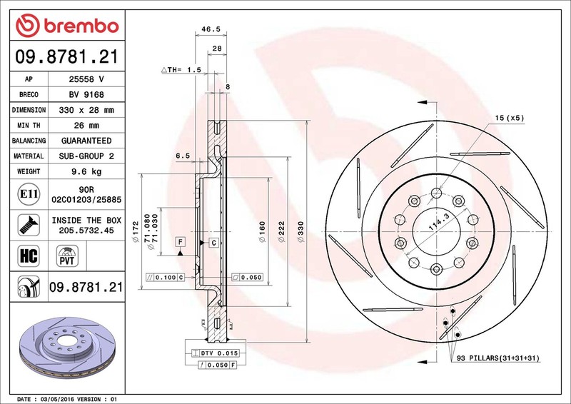 Brembo Front Brake Discs Aston Martin DB9 Vantage OE Set of 2 Original gallery