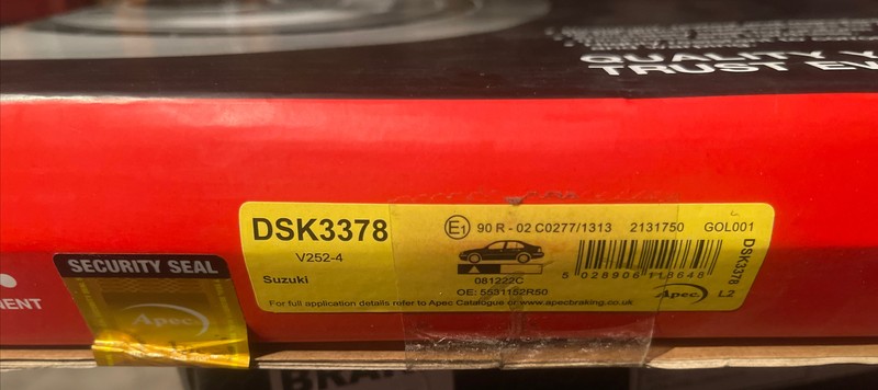 APEC DSK3378 Brake Disc Vented Front Replacement Fits Suzuki Baleno Swift gallery