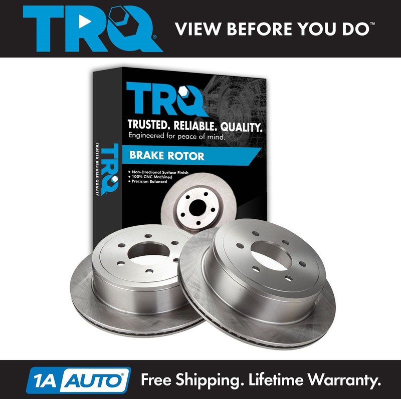 TRQ Rear Brake Rotors Solid For 2004-2011 Ford F-150 2006-2008 Lincoln Mark LT