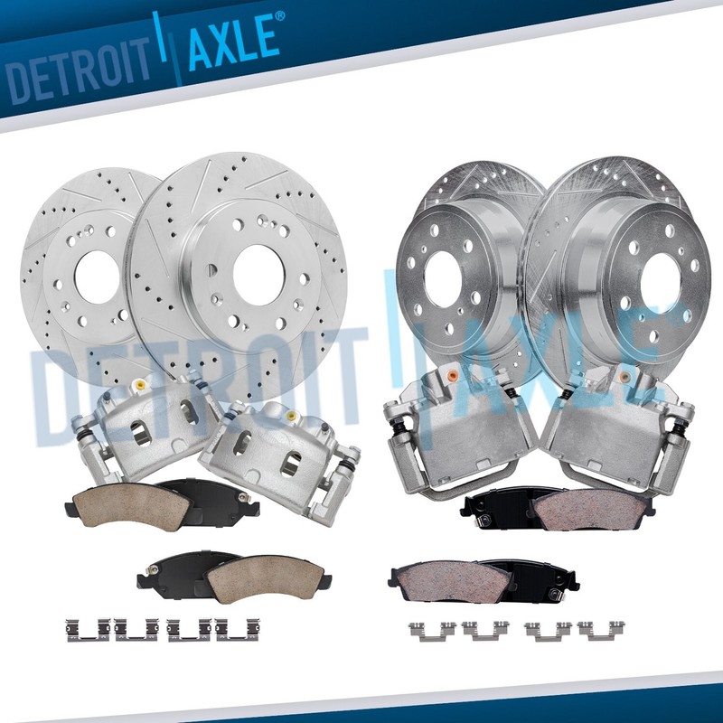 Front & Rear Drilled Rotors + Brake Pads Brake Calipers for Yukon XL 1500 Tahoe