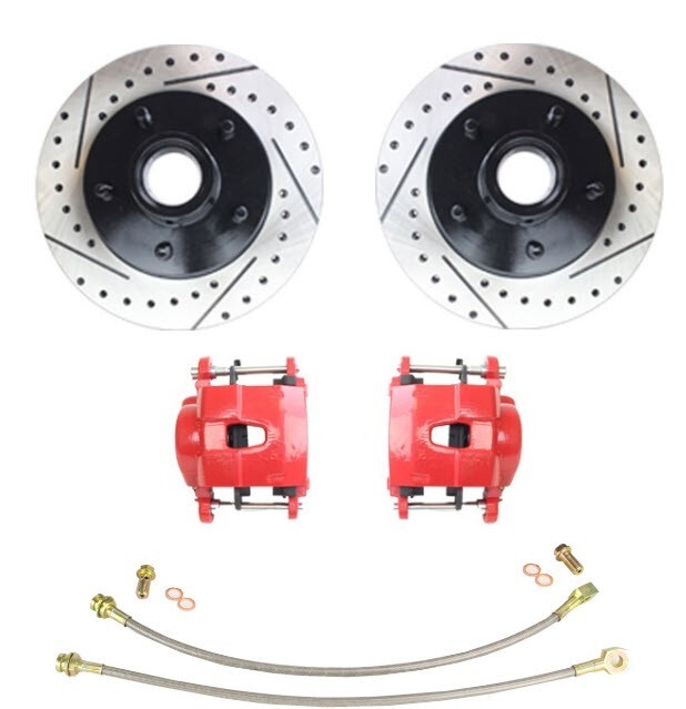 1982-92 Chevy S-10 Front & Rear Brake Package, RED PC Calipers, D/S Rotors gallery