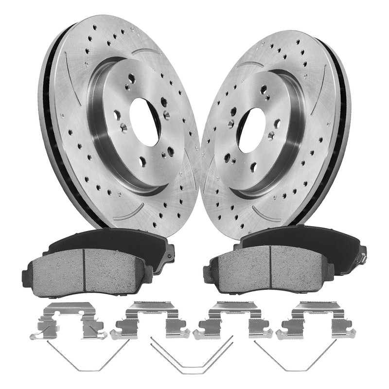 Front 296mm Disc Rotors + Ceramic Brake Pads for Honda CR-V Crosstour Acura RDX