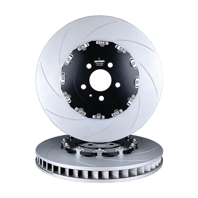 Pair Set Floating Slotted Front 400mm Brake Disc Rotors For Audi A8 QS6 S7 S8 gallery