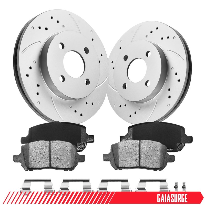 Front DRILLED Disc Rotors + Ceramic Brake Pads for Chevy Cobalt Pontiac G5 4Lug