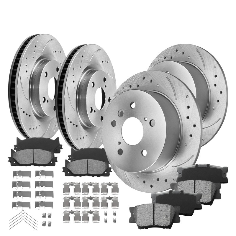 Front Rear Disc Rotors Ceramic Brake Pads fitsToyota Avalon Camry Lexus ES350