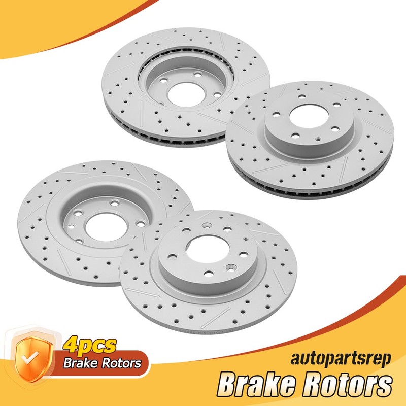 Front and Rear Drilled & Slotted Brake Rotors for 2016 2017 2018 Mazda CX-3 AWD
