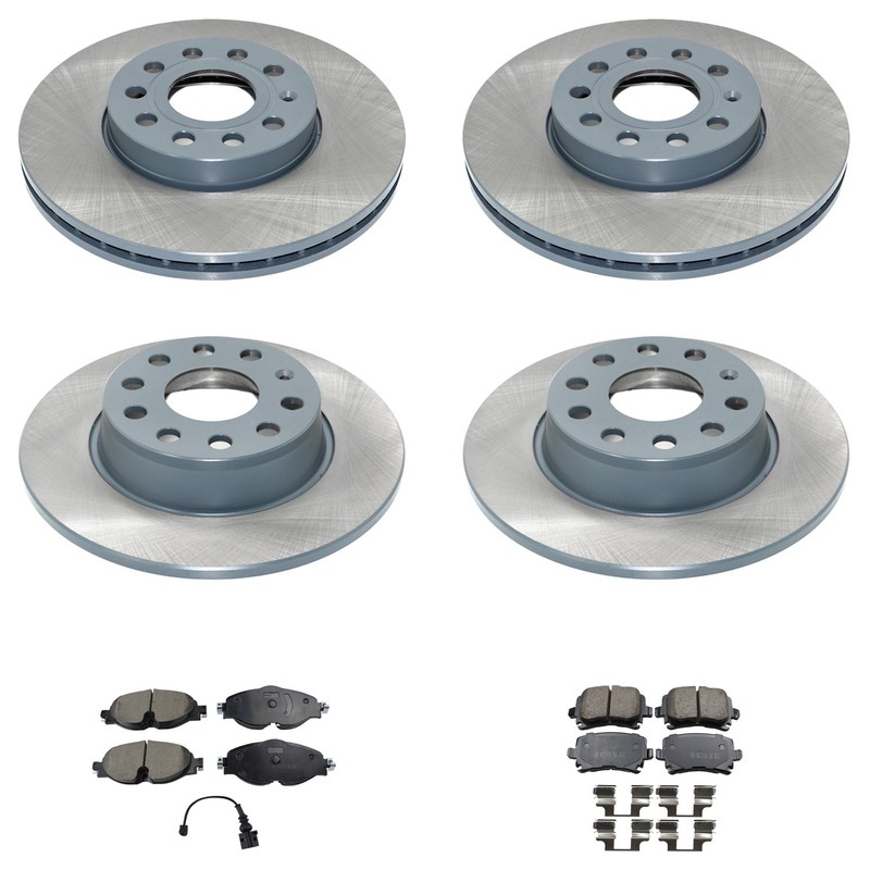 DuraGo Front Rear Rotor Akebono EURO Ceramic Brake Pad Kit for Golf SportWagen