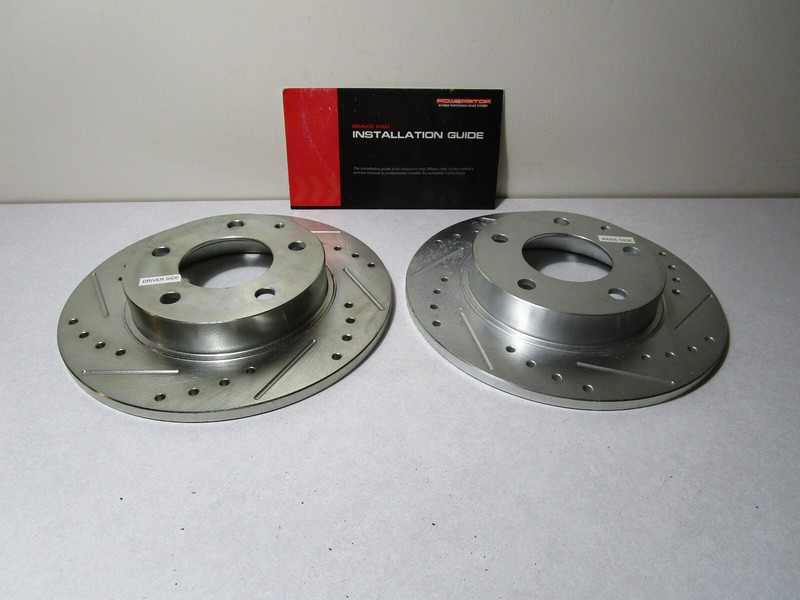POWERSTOP MAZDA 93-03 REAR DISC EVOLUTION DRILLED SLOTTED PAIR PN JBR578XPR READ