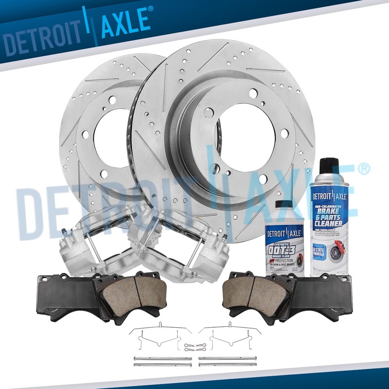 Front Drilled Rotors Calipers + Brake Pads for 2008 – 2016 Toyota Sequoia Tundra