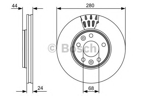 Bosch Brake Disc LHD RHD Front 280mm 68mm Vented 24mm With Screws 0986479553 gallery