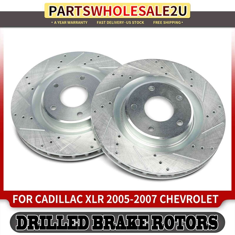 2pcs New Front Drilled Brake Rotor for Cadillac XLR 2005-2007 Chevrolet Corvette