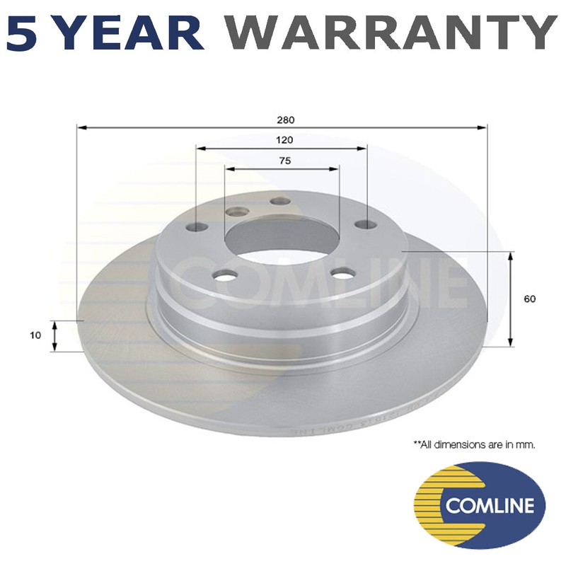 Comline Rear Brake Disc Fits BMW 3 Series 1991-2006 + Other Models #1