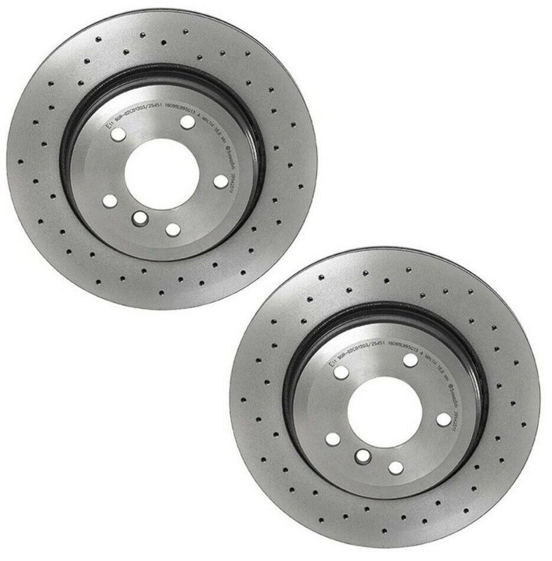 Brembo Xtra Pair Set 2 Rear Drilled Brake Disc Rotors for BMW E60 525i 528i 530i