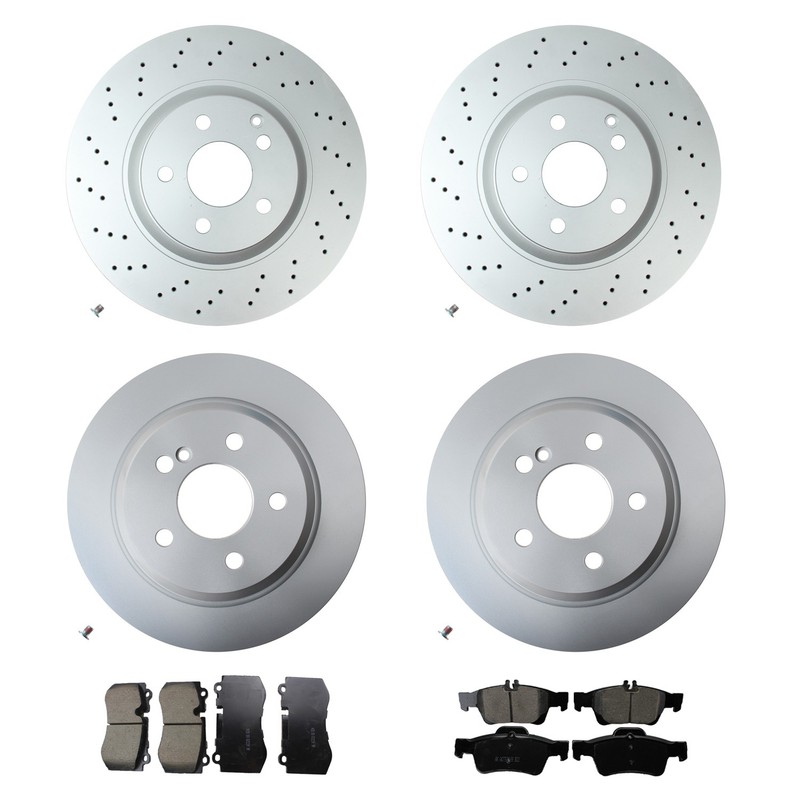 Hella Front Rear Rotor Akebono Euro Ceramic Brake Pad Kit for W221 S400 S550