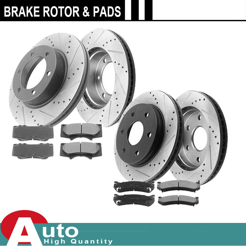 12X Front +325mm Rear Brake Rotors & Pads For Silverado 1500 Astro 03-2005 Yukon