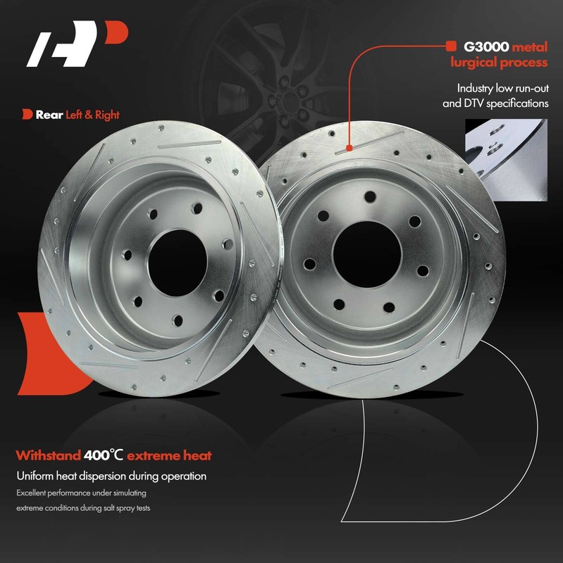 A-Premium Rear Drilled Brake Rotor & Ceramic Pads for Ford F-150 2000-2003 F-250 gallery
