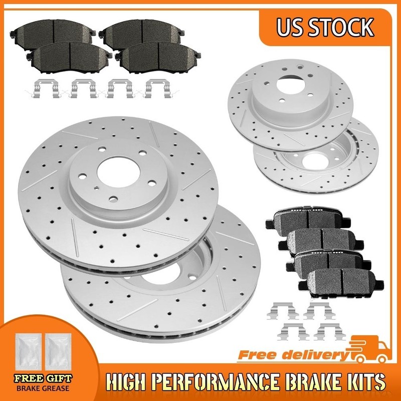 Front Rear Drilled Brake Rotor Pad For Infiniti G37/35/25/EX35/EX37 Nissan 370Z