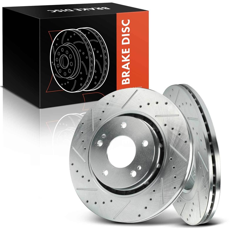 2x Drilled Brake Rotors for Mitsubishi Lancer 09-15 Outlander PHEV 20-22 Front