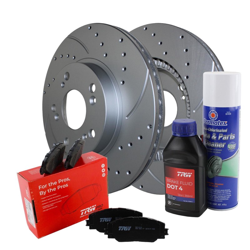 Front Brake Kit Drilled 282mm Rotors & TRW Pro Ceramic Pads For Honda Accord V6