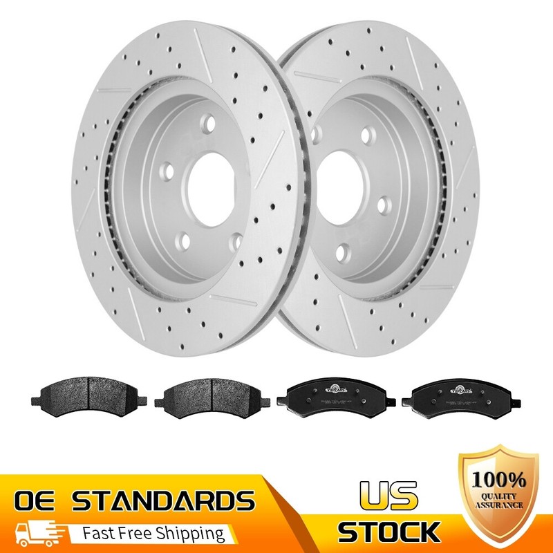 Front Drilled Brake Rotors & Ceramic Pads for Dodge Ram 1500 Chrysler Aspen