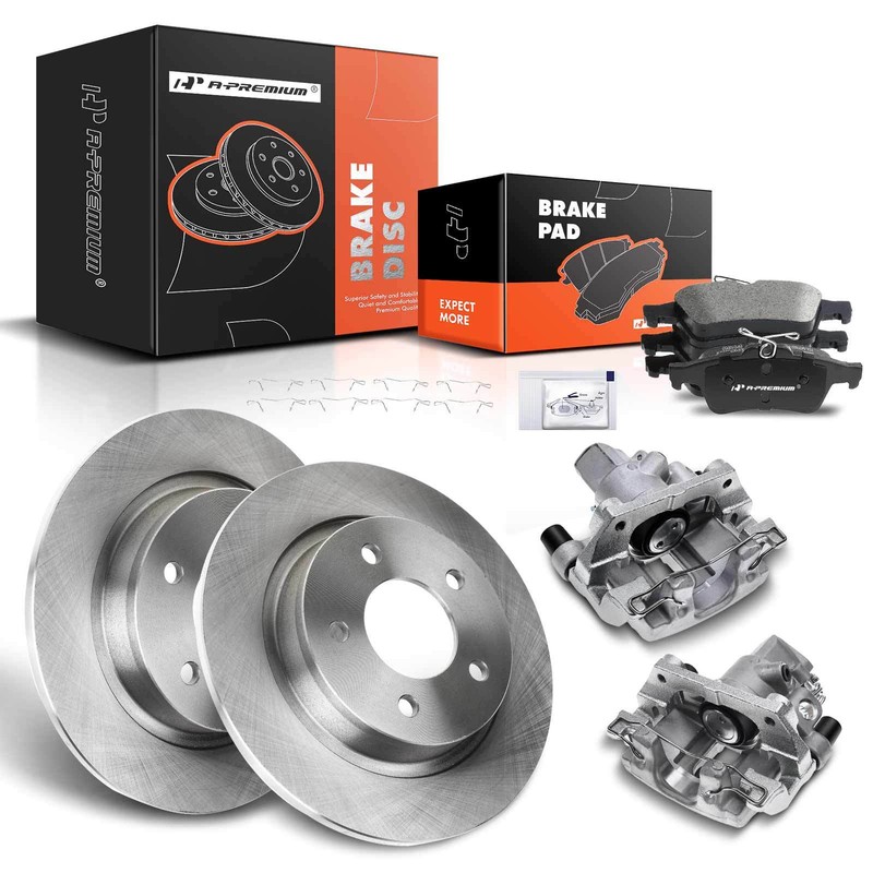 Rear Disc Brake Rotors & Pad + Brake Caliper for Mazda 3 2005 2006 2007 2008