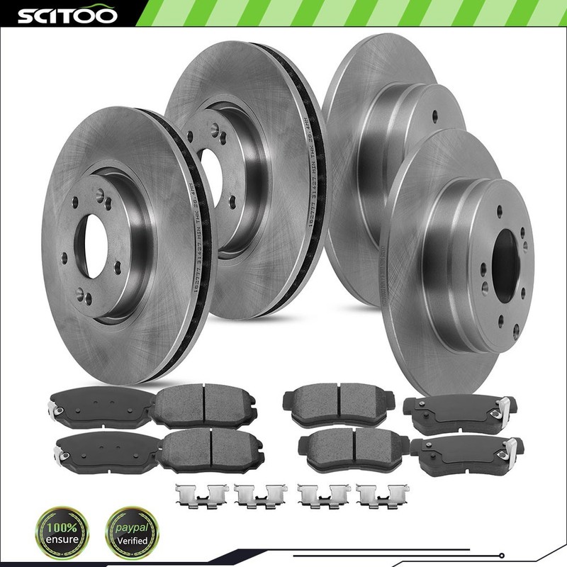 Brake Pads And Rotors Discs Solid Kit For 2005 – 2008 Hyundai Sonata Front Rear