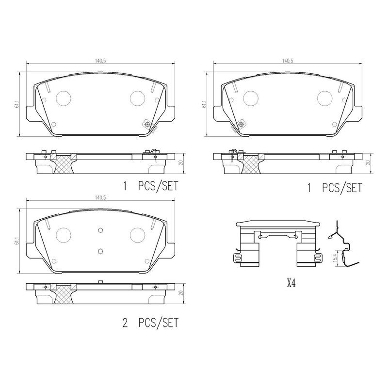 Brembo OEM Front Ceramic Brake Pads Kit For 2019-2020 Hyundai Santa Fe 9 Yr Warr