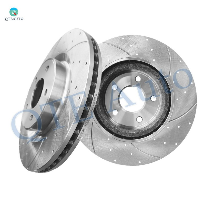Front 320mm Drilled Slotted Brake Disc Rotors For 2017-2022 Infiniti Q60