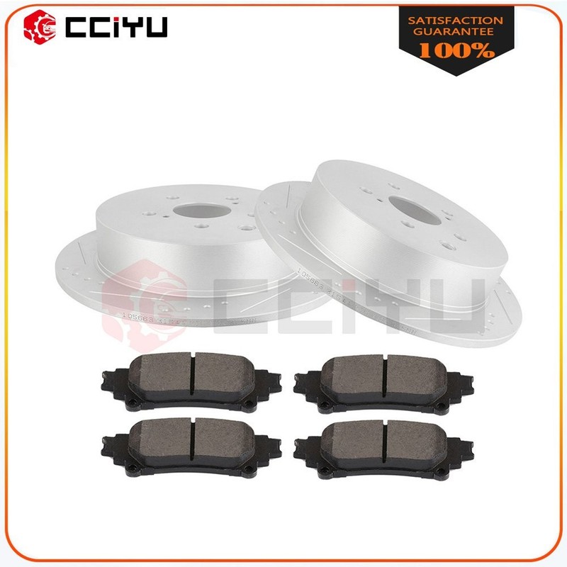 Rear Slotted Brake Rotors & Metallic Pads Fits 2010-2013 2014 2015 Lexus RX450h