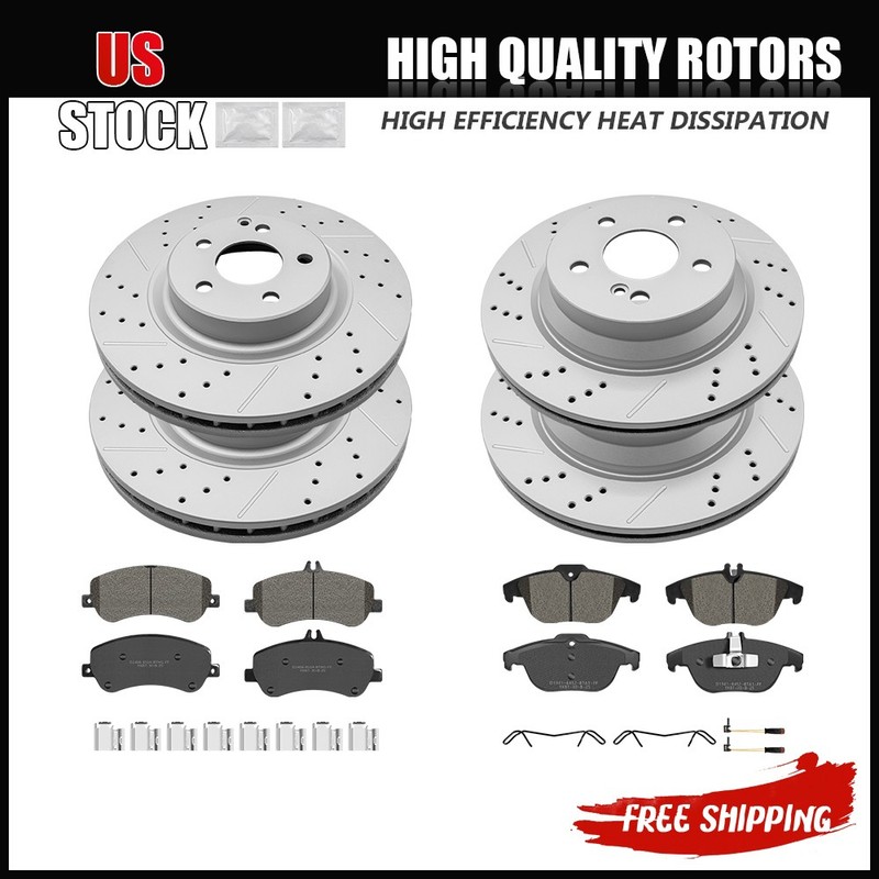Front Rear Drilled Brake Rotors And Ceramic Pads for Mercedes-Benz GLK350 GLK250