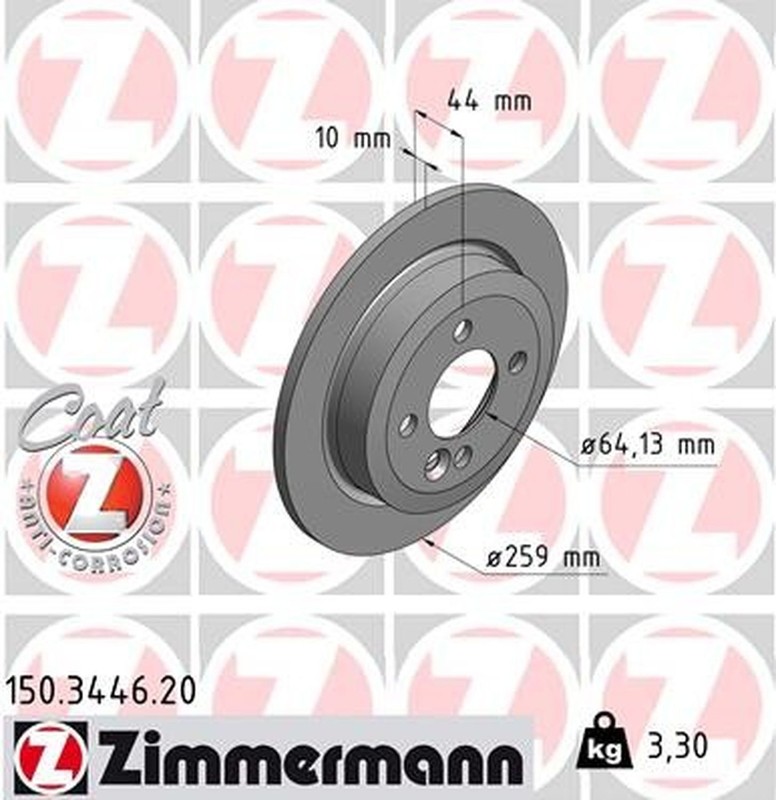Zimmermann 150.3446.20 Standard Coat Z Disc Brake Rotor