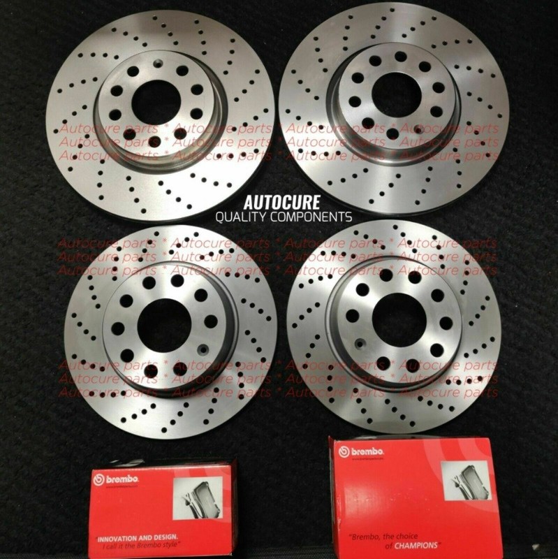 FOR BMW E60 E61 5 SERIES 540i 2007-10 FRONT REAR DRILLED BRAKE DISCS BREMBO PADS